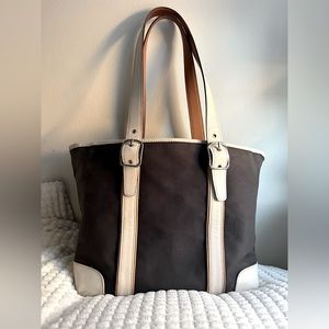 COACH Hampton Canvas Tote Bag Shoulder Purse Adjustable Straps 10x7x8   MIJ-7740